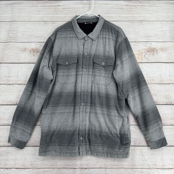 Travis Mathew Golf Towner Shirt Jacket Shacket Mens XXL Gray Black Sherpa - Picture 1 of 14